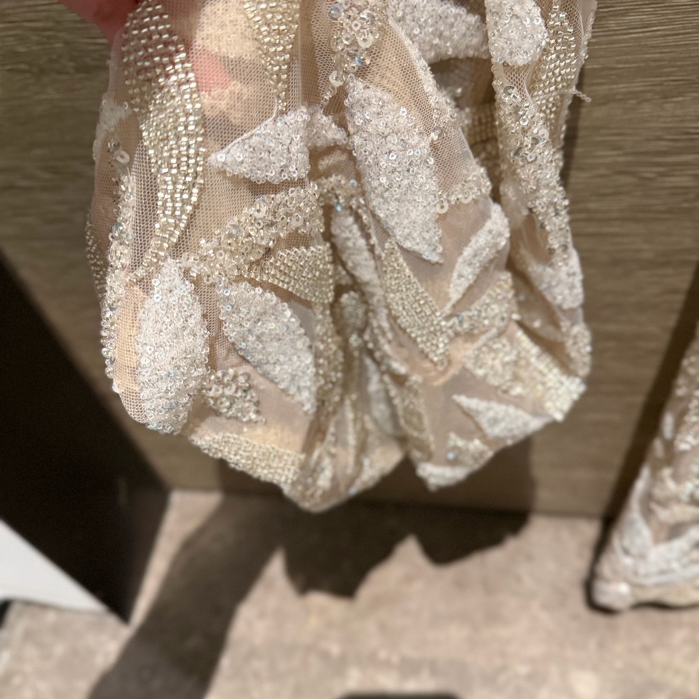 NADINE MERABI Beige Leaf Halter Jumpsuit - Picture 8 of 16